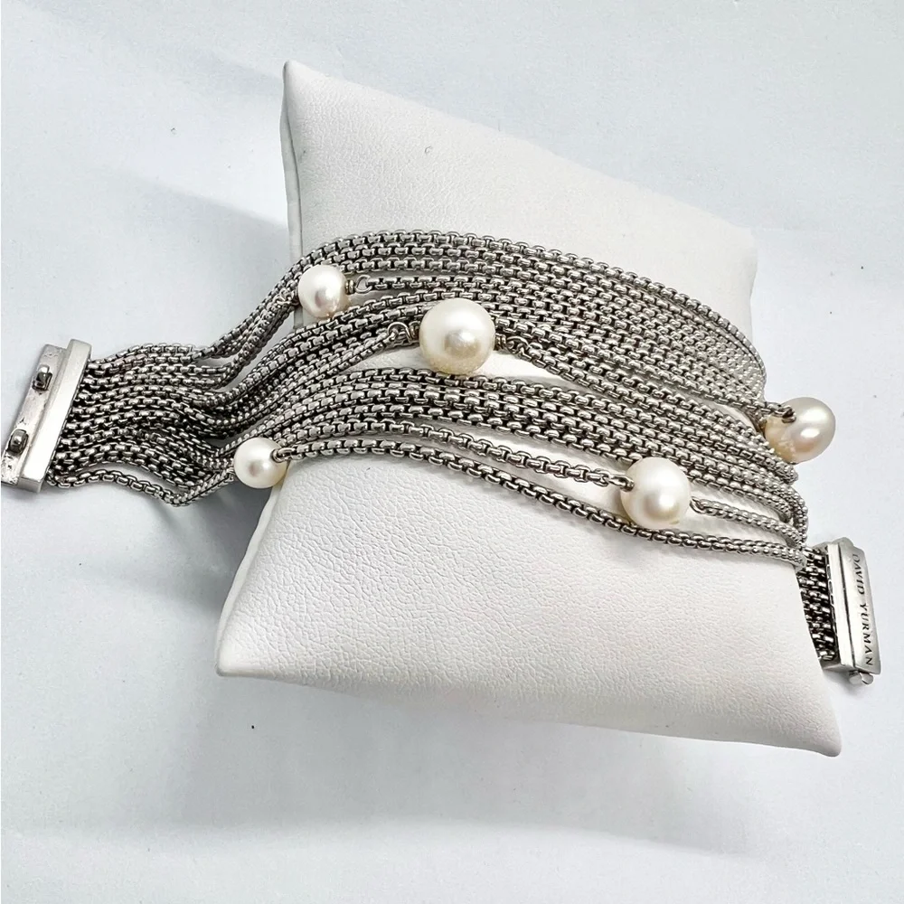 David Yurman Sixteen-Row Chain Bracelet with Pearls - Picture 12 of 13